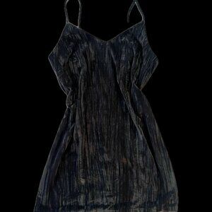 Elodie V-Neck Velvet Cami Dress in Blue Slate M